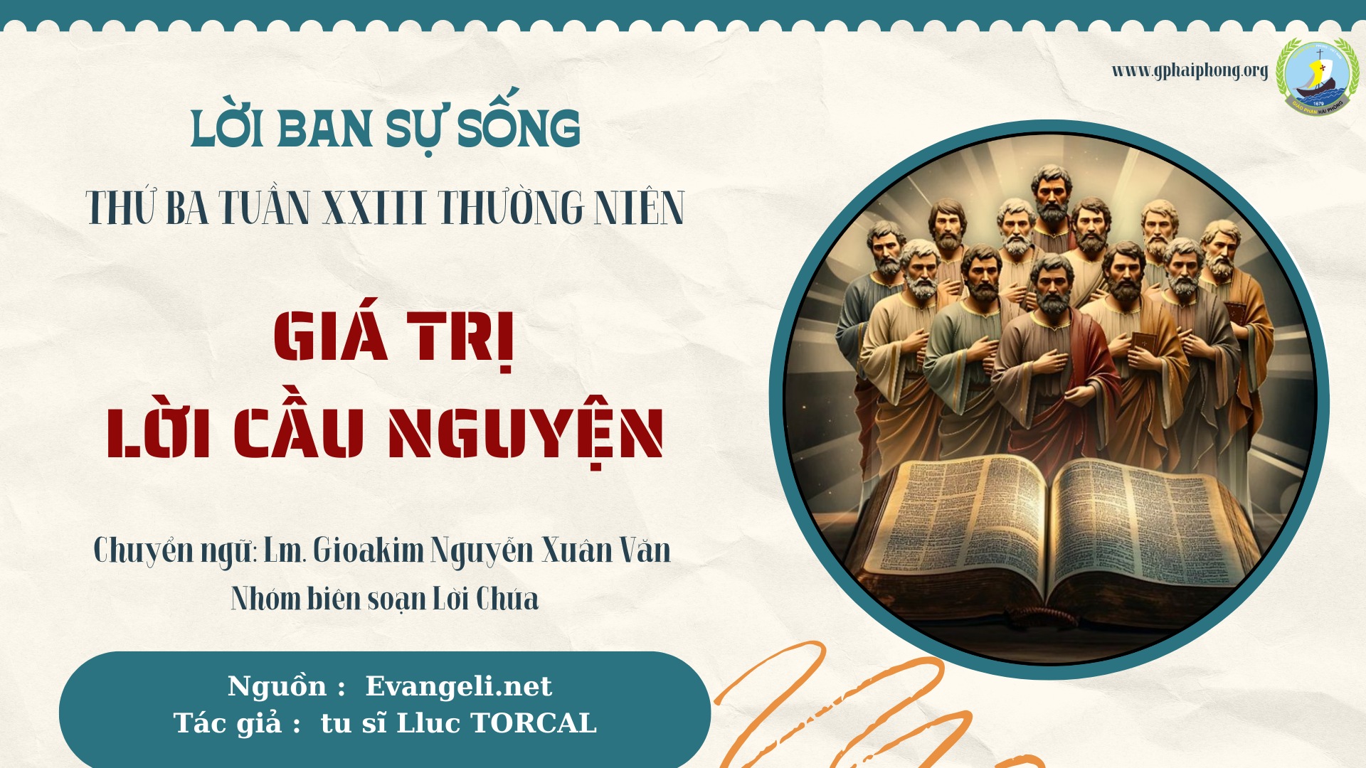 Lời ban Sự sống: Giá trị lời cầu nguyện_Thứ Ba Tuần XXIII Thường niên